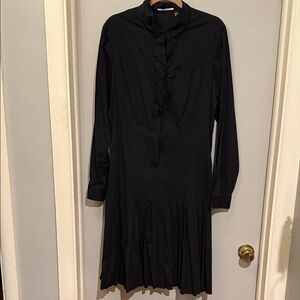 Tahari Black Long-Sleeve Dress with Ruffle Detail